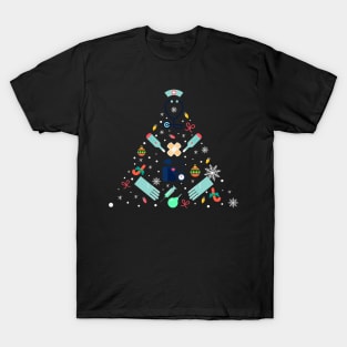 Merry Christmas Nurse Shirt Stethoscope Tree Lights Xmas T-Shirt